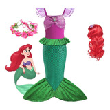 1 Conjunto De Disfraz #3pcs De La Sirenita Ariel Para Fiesta D