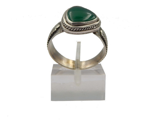 Hermoso Anillo De Plata 925 Con Piedra Verde 