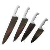 Set 4 Cuchillos Chef Profesional Inoxidable 8, 10, 12, 14