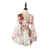 1 Bata Corta Tipo Kimono Con Cuello En V, Falda Japonesa Yukat 1