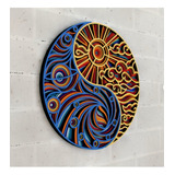 Cuadro Decorativo Yin Yang Sol Luna Mandala En Madera