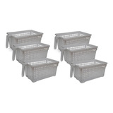 Canastos Organizador Plastico Grande Manija Colombraro X 6