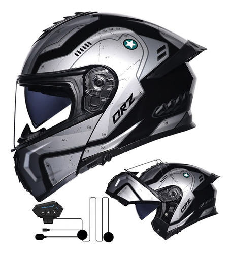 Casco De Moto Con Bluetooth Dot Certificado Plata Caballero