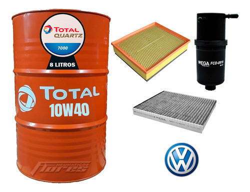 Cambio Aceite Total 10w40 8l + Kit Filtros Vw Amarok 2.0 Td