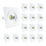 Kit 15 Spot Led Embutir 7w Quadrado 3000k Amarelo Avant