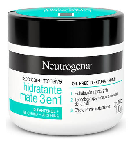 Crema Hidratante Facial Mate 3 En 1 Neutrogena D Pantenol 