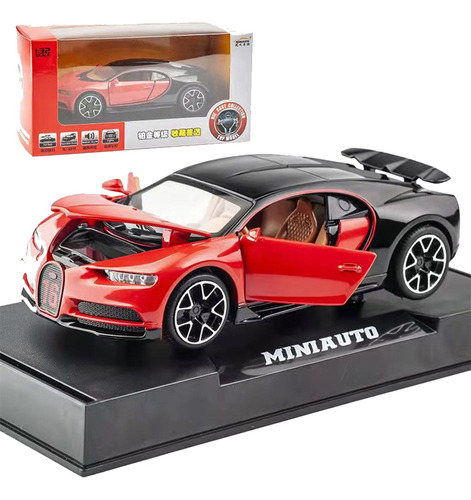 Bugatti Chiron Miniatura Metal Coche Con Luces Y Sonido 1/32