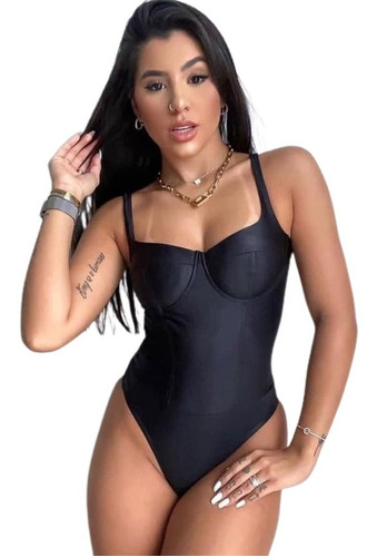 Body Cirrê Retro Acetinado Feminino Com Bojo Meia Taça