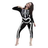 Disfraz De Dark Skeleton Mujer Adulto Halloween Esqueleto 