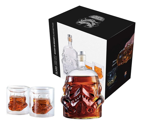 Juego De Decantadores De Whisky Con 2 Vasos, Transparente Cr