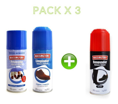 Combo Wassington Protector + Limpiador + Renovador Gamuza  