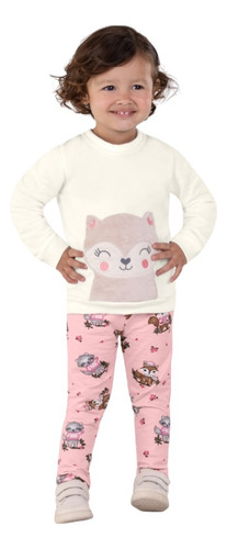 Conjunto Infantil Moletom E Calça Legging Menina Molecotton