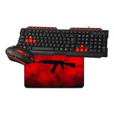 Teclado Mouse Gamer Usb Multimídia + Mousepad Speed Borda