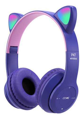 Auriculares Inalámbricos Catear D47 Violeta Con Luz Led