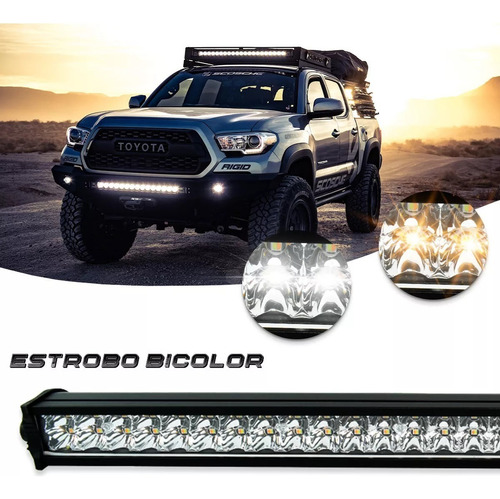 Barra 60 Leds Luz Fija Y Estrobo Dual Blanca / Ambar 50 Cm