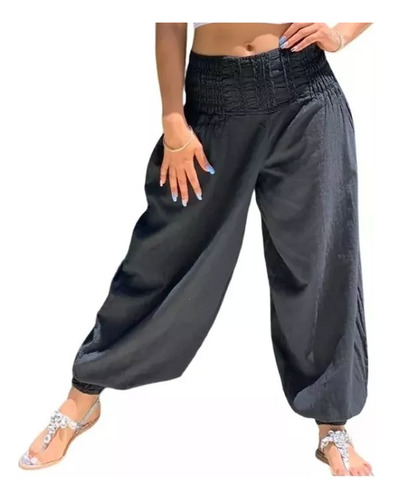 Pantalón De Vestir Mujer Babucha Cintura  Elástica Puño