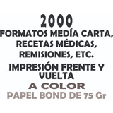 2000 Recetas Medicas Media Carta Impresión Frente Y Vuelta