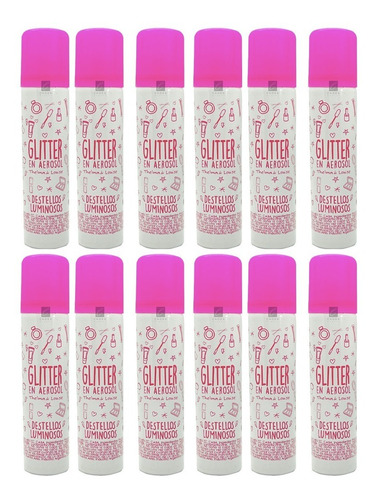 Pack X12 Glitter En Aerosol Para Cabello, Cuerpo, Rostro Tyl