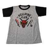 Remera Hellfire Club Algodon Premium Manga Ranglan Gris