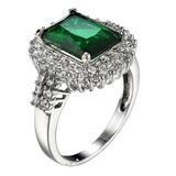 Elegante Anillo De Compromiso En Plata Con Zirconia Verde 