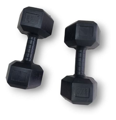 Combo Set Mancuernas Hexagonales 8 Kg X 2 Par Gim Pesas Pvc