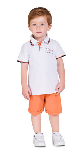 Conjunto Roupa Infantil Milon Polo Bermuda Verão Menino 4 8