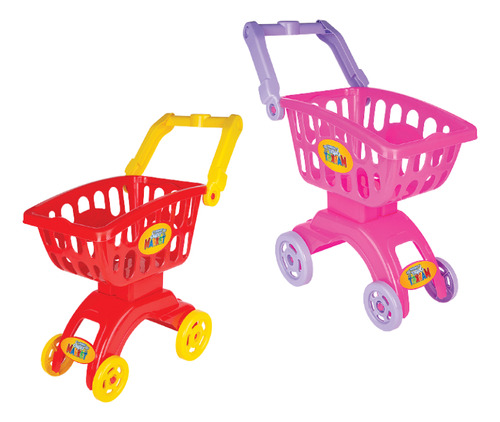 Carrinho Compras Infantil Mercado Brinquedo Vermelho Ou Rosa