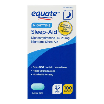 Equate Sleep-aid Difenhidramina Alivio Del Sueño 100 Pzas Sabor Sin Sabor | Envío gratis