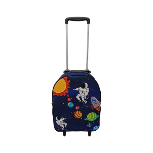 Mochila Escolar Astronauta Espacial No Carrinho Azul Marinho