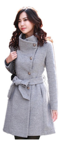 Chaquetas Mujer Invierno De Tweed Con Cinturón Y Gabardina