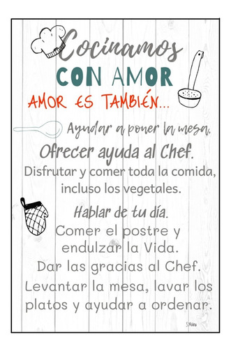 Cuadro Decorativo Con Leyenda  - Cocinamos Con Amor 