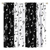 Cortinas Con Notas Musicales, Bolsillo Para Barra, Fantasía 