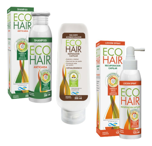 Eco Hair Shampoo+balsamo+ Loción Anticaida Conicet Envio