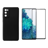 Capa Silicone Aveludada Preta P/ Galaxy S20 Fe + Pelicula