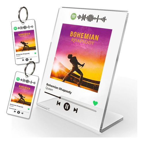 Placa Música Spotify Personalizada + 2 Chaveiros Presente