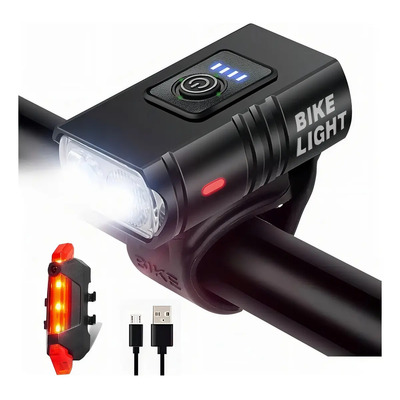 Linterna Delantera Y Trasera Para Bicicleta Ipx6 Resistente Color Negro BAKEWAY | MercadoLibre