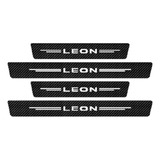 4 Sticker Protección Estribos Seat Leon Fibra De Carbono