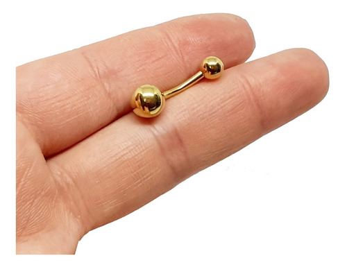 Piercing De Umbigo De Bolinha Sem Pedra Folheado A Ouro 18k