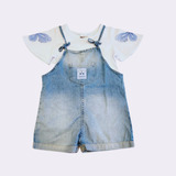 Conjunto Feminino Infantil Jardineira Jeans Pullabulla 48719