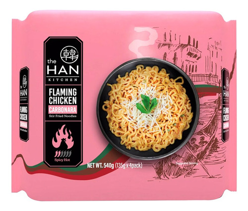 Ramen Coreano The Han Flaming Chicken Carbonara 135g 4 Pack
