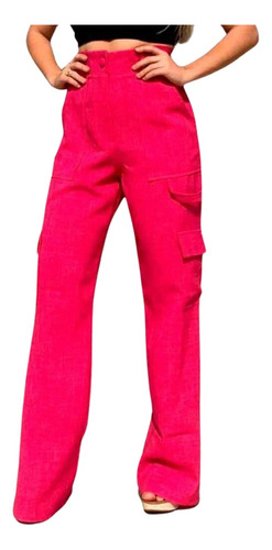 Calça Feminina Modelo Alfaiataria Pantalona Social Bolso