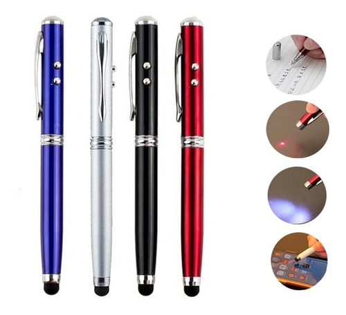 Apuntador Laser Pluma Touch Stylus Luz Led 4 En 1 Full