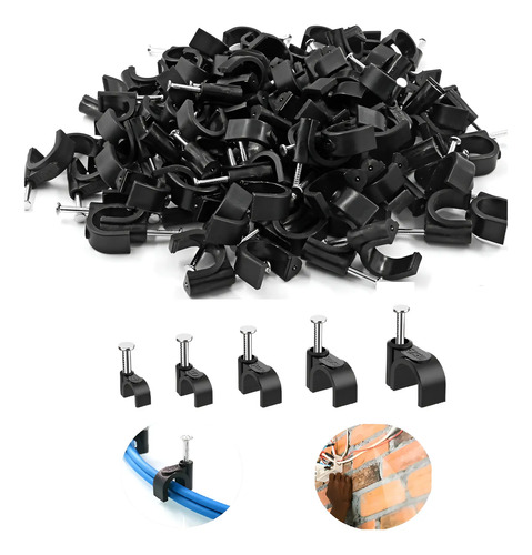 1000 Grapa Curvo Conector Cable Clavo Coaxial 4/5/6/8/10mm