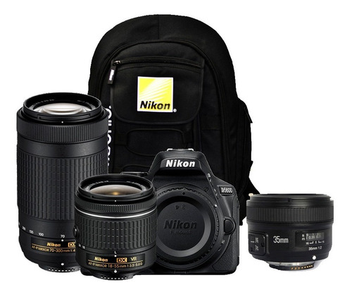Cámara Nikon D5600 + Lente 18-55mm + 70-300mm + 35mm Yongnuo
