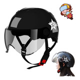 Set Casco Abierto Abatible Motociclista Uso Rudo Gafas Humo