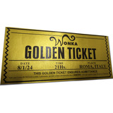  Invitaciones Wonka Ticket Dorado - Digital