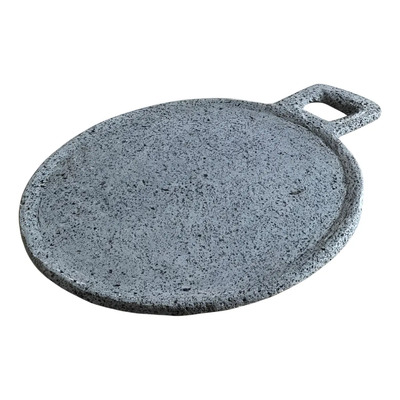 Comal Artesanal De Piedra Volcánica 48 Cm Borde Para Pizza Gris Oscuro | Meses sin interés