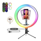 Ring Light 8 Polegadas Color 20 + Tripé De Mesa Youtuber