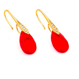 Aretes Gota Roja Swarovski Elements Elegantes Oro Laminado