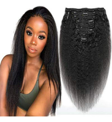 Extensiones De Cabello - Afro Kinky Straight Clip In Hair Ex